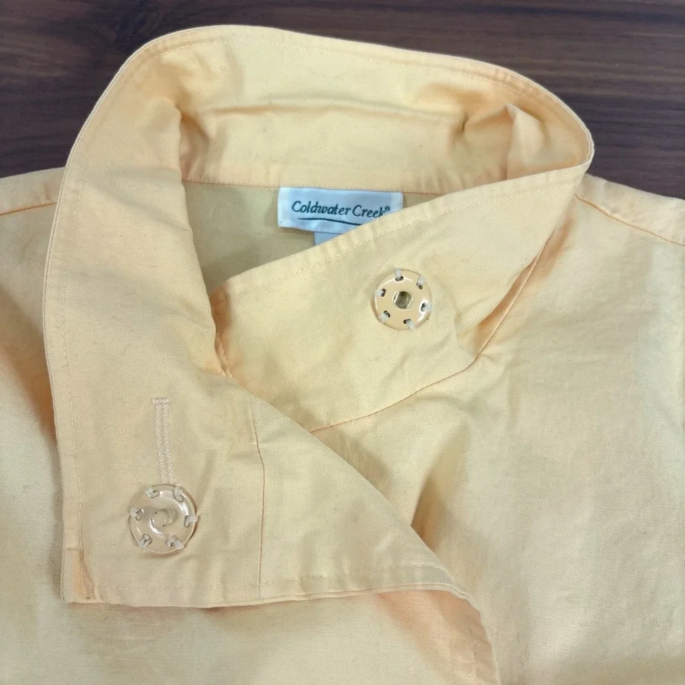 Coldwater Creek Womens Yellow Mandarin Collar 3/4‎ Sleeve Button Front Jacket L